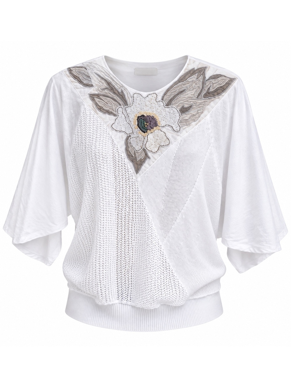 Lillie Rubin Vintage Embellished Floral Dolman Top